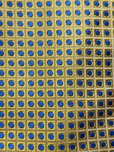 Ben Silver Cravate Mens Silk Necktie Handmade Yellow Blue Geometric EUC - Picture 1 of 9