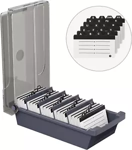 Business Card Holder for Desk, Large Plastic Business Card Organizer Box, Credit - Picture 1 of 12