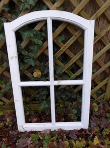 Stabiles Fenster Sprossenfenster Dekorahmen abgerundet Holz weiss 77cm - Bild 1 von 1