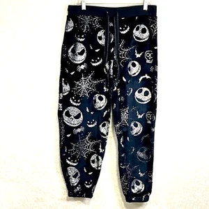 DISNEY Velvet Jogger Sweatpants Womens M Loungewear Black Glitter Cartoons - Picture 1 of 10