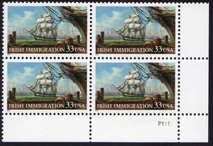 Scott #3286 Irish Immigration Plate Block of 4 Stamps - MNH - Picture 1 of 1