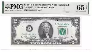 1976* Richmond Star $2 FRN (E* Block) PMG 65 EPQ GEM UNCIRCULATED - Picture 1 of 4