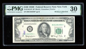 DBR 1950-E $100 FRN New York STAR Fr. 2162-B* PMG 30 Serial B01382850* - Picture 1 of 2