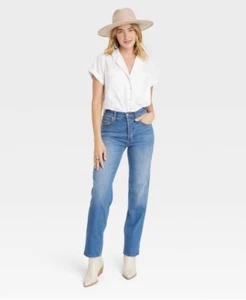 Universal thread High Rise 90's Straight Women's size 10 Medium Blue Denim jeans - Picture 1 of 14