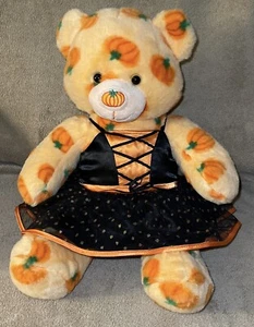 Build A Bear Pumpkin Pal 2012 orange mit Kürbissen genähte Nase Halloween Kleid EUC - Bild 1 von 11
