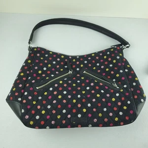 Vera Bradley Vivian Hobo Bag Havana Dots 2 Outer Zip Pockets Black NWT - Picture 1 of 13