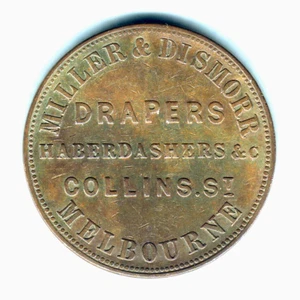 Australia Token. Miller & Dismorr - c1850s 1d. Melbourne Vic.. gVF/VF - Imagen 1 de 2