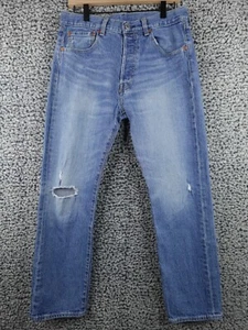 Levis 501 93 Jeans Mens 32x30 Faded Thrashed Ripped Distressed Light Blue - Picture 1 of 20