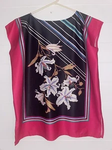 Vtg Hawaiian Tunic Tiger Lillies Novelty Border Print - Picture 1 of 2