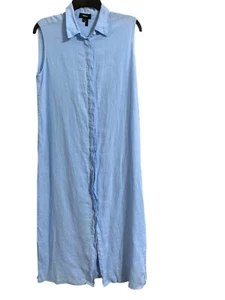 THEORY Linen Sleeveless Button Down Midi Chambray Dress size Medium - Picture 1 of 8