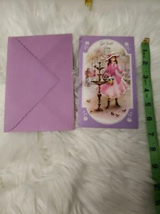 Carta Vintage Get Well 7 x 4 pollici Viola - Foto 1 di 3