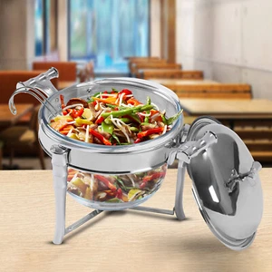 Estufa de comedor buffet 4 cuartos de galón plato de frotamiento calentador de alimentos acero inoxidable y olla de vidrio - Imagen 1 de 18