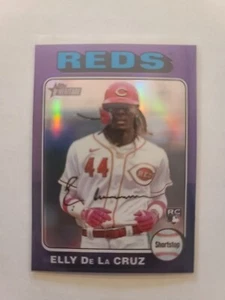 2024 Topps Heritage Elly De La Cruz RC #473 Hot Box Purple Chrome Parallel Reds - Picture 1 of 2
