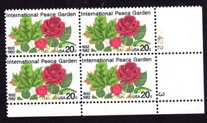 Scott #2014 Peace Garden Roses Plate Block of 4 Stamps - MNH P#2422-3 LR - Picture 1 of 1