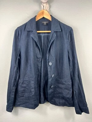 Blazer para mujer Alfani 100 % lino azul marino informal costero playa náutico 10 Foto 1 de 4