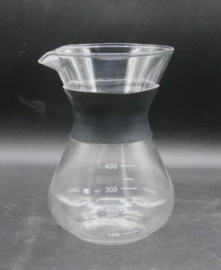Vtg. Lab Beaker w/ Pour Spout & Rubber Grip Chemistry Science Hourglass Shape - Picture 1 of 10