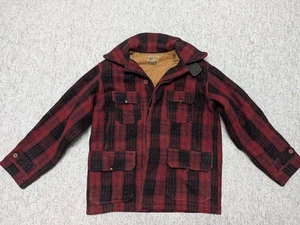 1940s vintage SUPER DUX pre-carhartt MACKINAW hunting coat M buffalo plaid WOOL - Picture 1 of 7