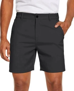 PULI Men's Golf Dress Shorts 34 Black Flat Front 7" Lightweight Quick Dry UPF 50 - Picture 1 of 18