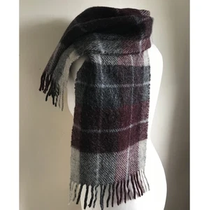 Vintage Grey Purple Mohair short scarf Fringed Handwoven Stinson William Scott - Picture 1 of 4