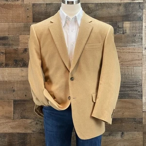 Jos A Bank Camel Hair Sport Coat Mens 44R Tan Blazer Suit Jacket Casual - Picture 1 of 14