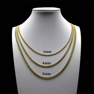Real 10K Solid Yellow Gold 3mm 4mm 5mm Miami Cuban Link Chain Necklace 16"-26"