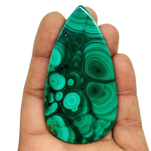 188.45 Cts Natural Malachite 72x39mm Pear Cabochon Loose Pendant Size Gemstone - Picture 1 of 7