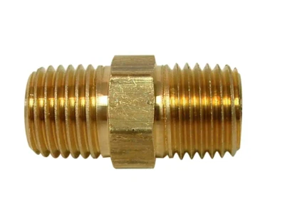 2 Pack - Everbilt brass pipe Hex Nipple 3/8 in. MIP - Lead Free - Image 1 of 3