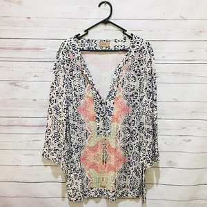 KACHEL Tunic Top Size L Large Boho Peasant Animal Print - Picture 1 of 7