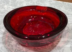 Vintage Viking 1960's Ruby Red Glass Ashtray - Picture 1 of 7