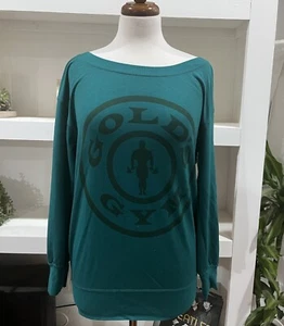 Gold's Gym Off Shoulder Shirt Women's Small Teal workout athleisure - Picture 1 of 4