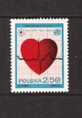 Poland 1972 Medical Heart MNH mint stamp - Image 1 of 1
