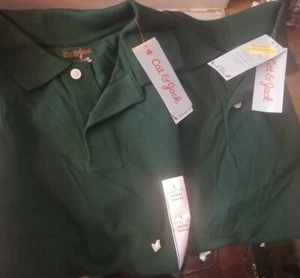 🌰 Cat & Jack Shrink Fade Resistant Short Sleeve School Shirt Green L 12/14 NWT - Picture 1 of 3