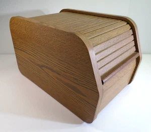 Boîte de rangement pour disquette vintage en chêne grain de bois organisateur multimédia boîte d'octets CD - Photo 1/14