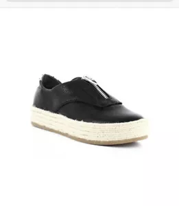 Sneakers Dolce Vita Trae Espadrillas con Cerniera Nero Pelle Slip On Donna NUOVE - Foto 1 di 9