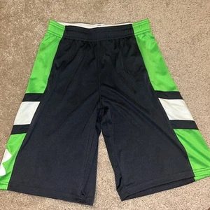 New Under Armour Shorts Boys Size Large Youth Athletic Grey Green Elastic - Picture 1 of 6