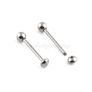 14G  5/8”16mm Flat Bottom Solid Titanium Tongue Barbells Piercing Body Jewelry 