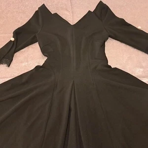 Christian Dior Dress Black 3/4  Lace Sleeve Rare Neck Skater Dress Small - Picture 1 of 19