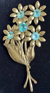 Early 1920’s, 30’s Unsigned Miriam Haskell Large Aquamarine Floral Brooch - Picture 1 of 12