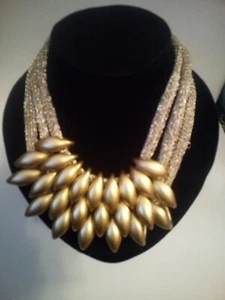 Vintage Gold tone Teardrop Choker/Necklace Soft Gold Rope Chain - Picture 1 of 4