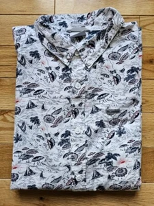 Columbia White Umbrella Print Hawaiian Shirt Men's Size XXL - Picture 1 of 6