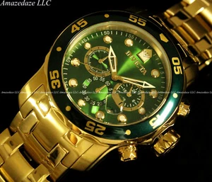 NEW Invicta's Men Pro Diver Scuba Chronograph Stainless Steel Green Dial Watch - Picture 1 of 9