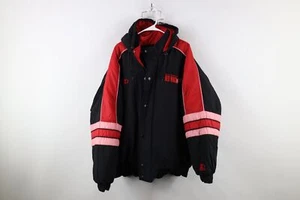 Vtg 90s Starter Mens 2XL Spell Out Detroit Red Wings Hockey Hooded Puffer Jacket - Picture 1 of 19