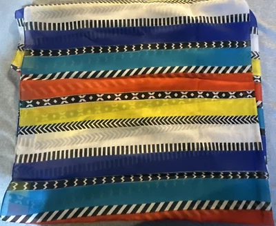 Cachecol vintage de seda mel listrado geométrico colorido leve 70x42 - Imagem 1 de 4