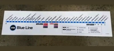 CTA Train 'L' Blue Line Map Carcard Map Undamaged Condition Chicago Transit Sign