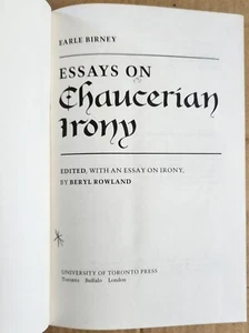 ESSAYS ON CHAUCERIAN IRONY. Toronto University Press Vintage Hardback Book 1985 - Picture 1 of 11