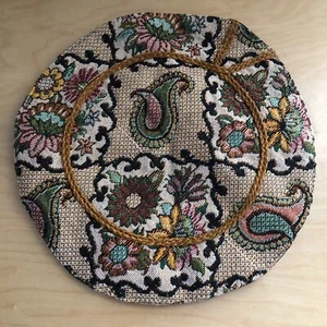 Set Of 2 Vintage Tapestry Pillow Covers Floral Paisley - Burgundy Gold 11" D - Picture 1 of 7