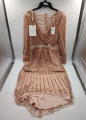 NEW Mac Duggal Sz10 *Minor Defect* Sequin Wrap Bishop Sleeve Gown Copper(#D4-C5) - Image 1 of 4