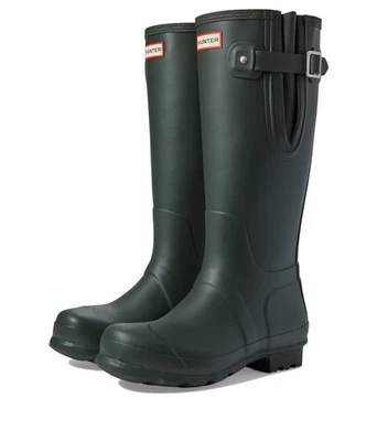 NUEVO HUNTER BOTAS DE LLUVIA ALTAS ORIGINALES IMPERMEABLES Oliva Oscura 10 M para mujer Foto 1 de 4