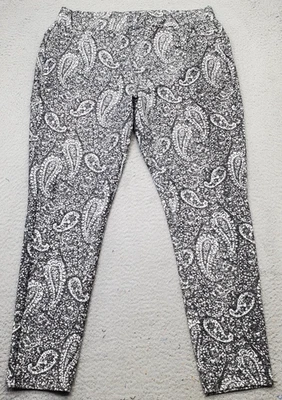 Michael Kors Pull On Pants Womens XL Multicolor Paisley Flat Front Skinny Leg - Image 1 of 4