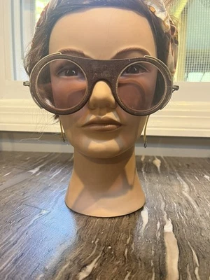 Vintage Wilson Rose Glass Motorcycle Goggles Parr Industry Steampunk Science - Image 1 of 4